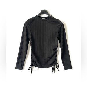 Missguided Ruched Ribbed Knit Side Tie Top